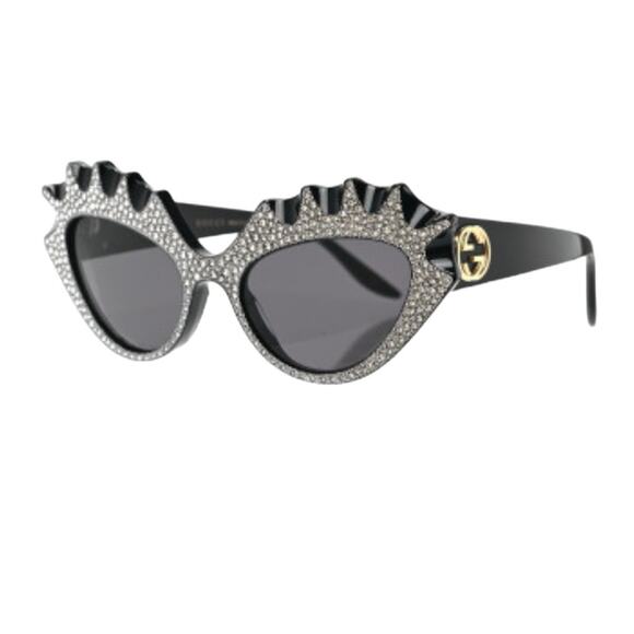 Gucci Sunglasses Cat Eye Hollywood Forever Black Studded Crystals Authentic NEW